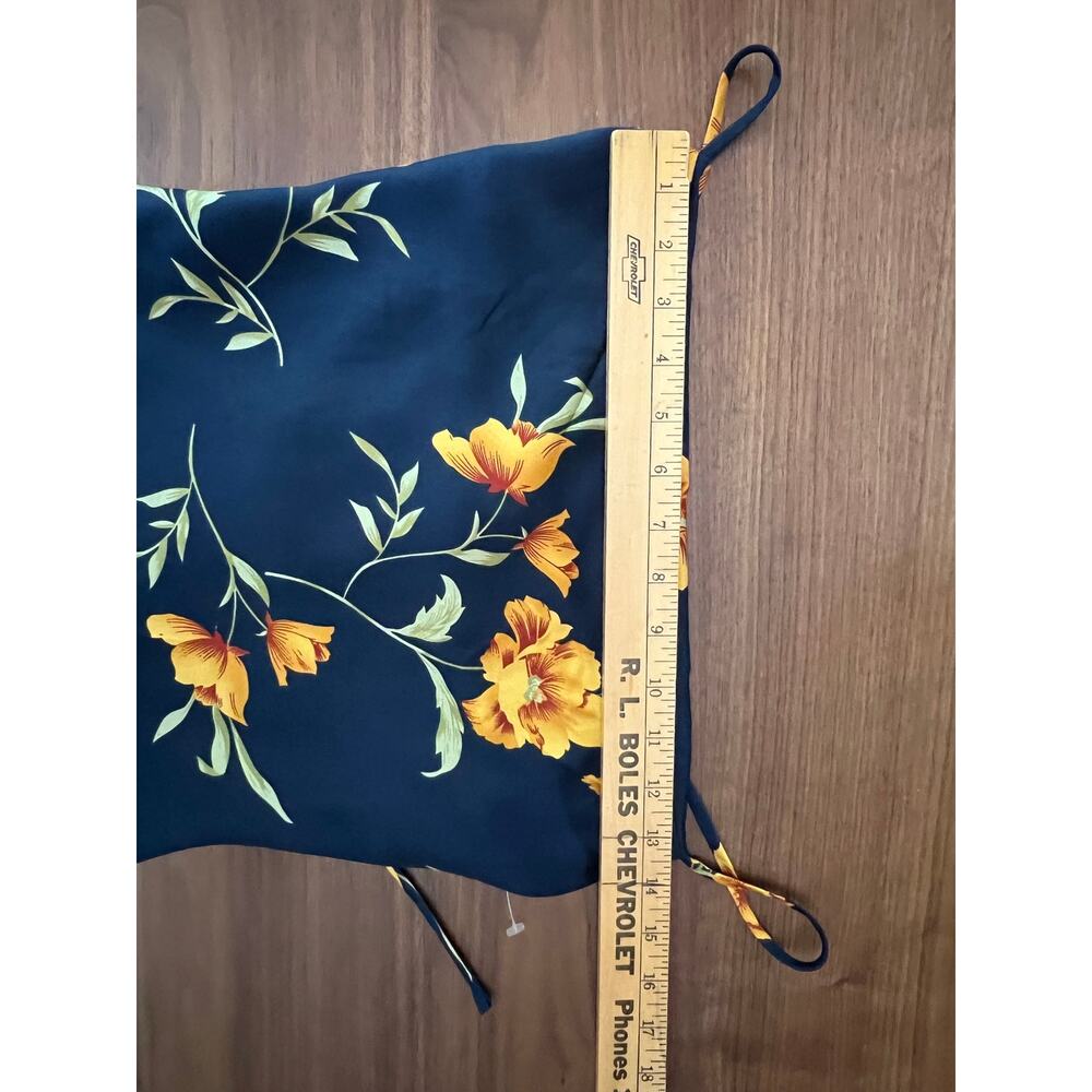 ASTR The Label Floral Satin Slip Midi Dress Navy Orange XS NWOT - Picture 7 of 8